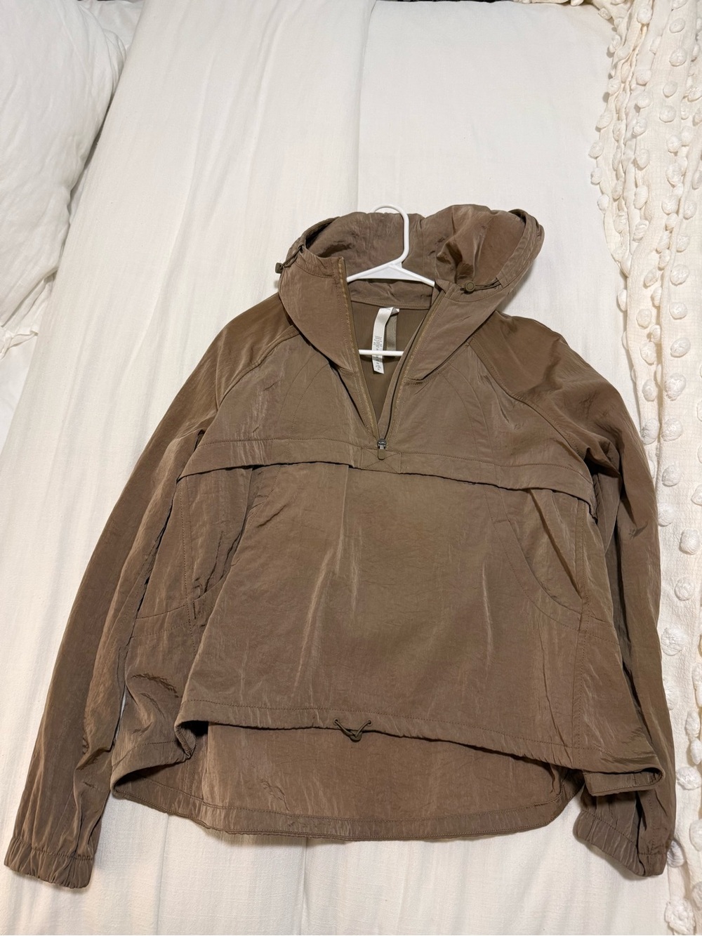 Women’s Brown Hooded Windbreaker Pullover Jacket